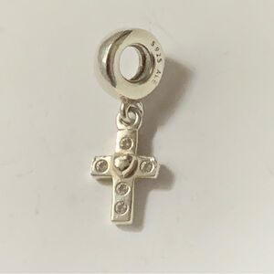 Authentic Pandora Silver Cross Dangle Charm Pendant